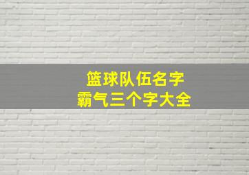 篮球队伍名字霸气三个字大全