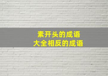 素开头的成语大全相反的成语