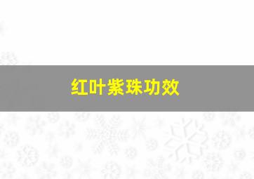 红叶紫珠功效