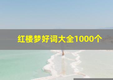 红楼梦好词大全1000个