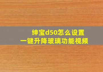 绅宝d50怎么设置一键升降玻璃功能视频