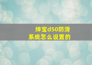 绅宝d50防滑系统怎么设置的