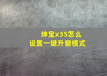 绅宝x35怎么设置一键升窗模式