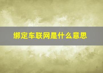 绑定车联网是什么意思