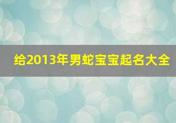 给2013年男蛇宝宝起名大全