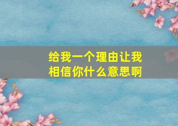 给我一个理由让我相信你什么意思啊