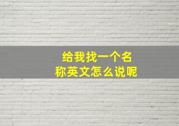 给我找一个名称英文怎么说呢