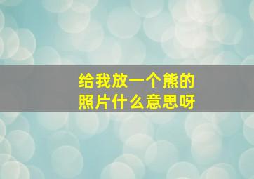 给我放一个熊的照片什么意思呀