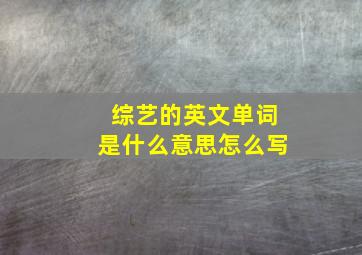 综艺的英文单词是什么意思怎么写