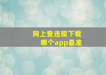 网上查违规下载哪个app最准