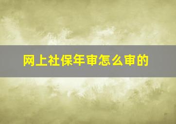 网上社保年审怎么审的