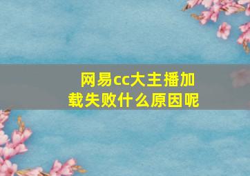 网易cc大主播加载失败什么原因呢