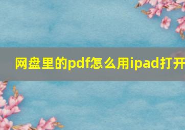 网盘里的pdf怎么用ipad打开