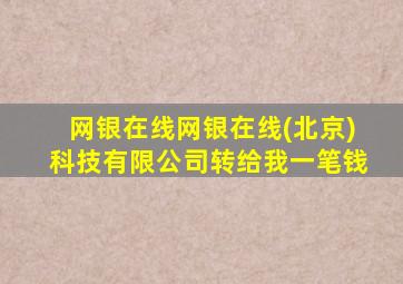 网银在线网银在线(北京)科技有限公司转给我一笔钱