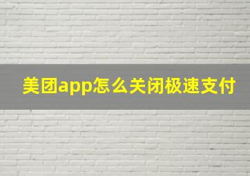 美团app怎么关闭极速支付