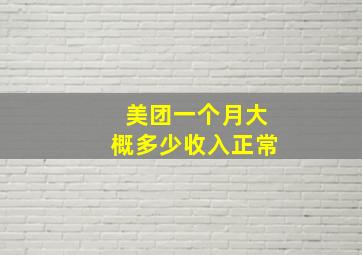 美团一个月大概多少收入正常