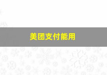 美团支付能用