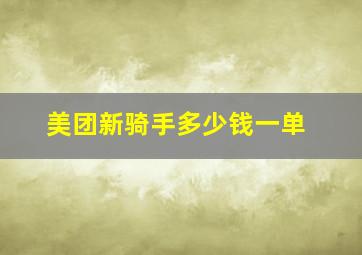 美团新骑手多少钱一单