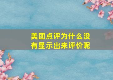 美团点评为什么没有显示出来评价呢