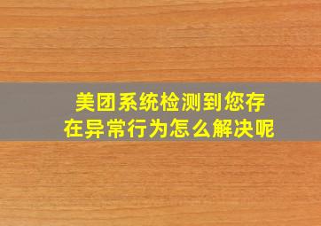 美团系统检测到您存在异常行为怎么解决呢