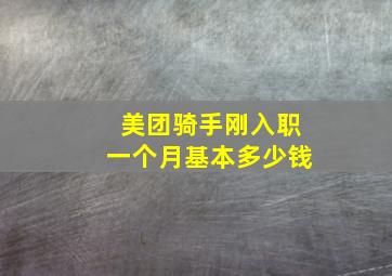 美团骑手刚入职一个月基本多少钱