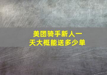 美团骑手新人一天大概能送多少单