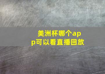 美洲杯哪个app可以看直播回放