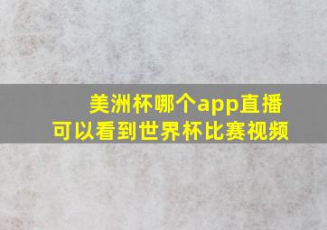 美洲杯哪个app直播可以看到世界杯比赛视频