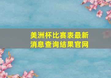 美洲杯比赛表最新消息查询结果官网