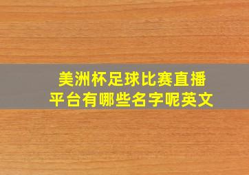 美洲杯足球比赛直播平台有哪些名字呢英文