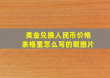 美金兑换人民币价格表格里怎么写的呢图片