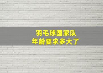 羽毛球国家队年龄要求多大了