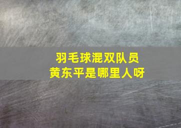 羽毛球混双队员黄东平是哪里人呀