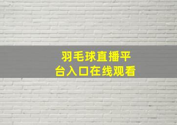 羽毛球直播平台入口在线观看