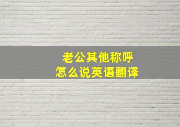 老公其他称呼怎么说英语翻译