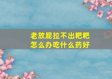 老放屁拉不出粑粑怎么办吃什么药好