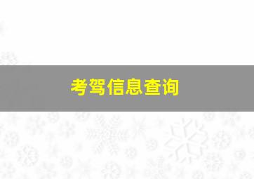 考驾信息查询