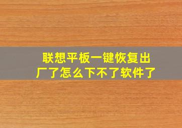 联想平板一键恢复出厂了怎么下不了软件了