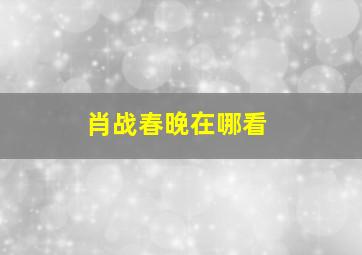 肖战春晚在哪看