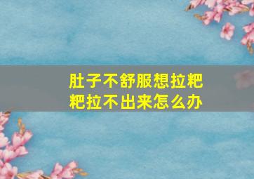 肚子不舒服想拉粑粑拉不出来怎么办