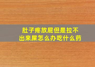 肚子疼放屁但是拉不出来屎怎么办吃什么药