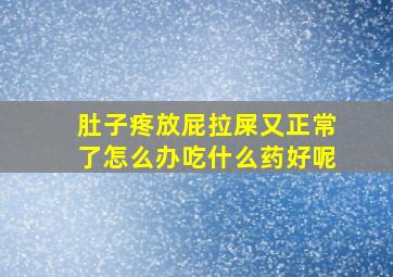 肚子疼放屁拉屎又正常了怎么办吃什么药好呢