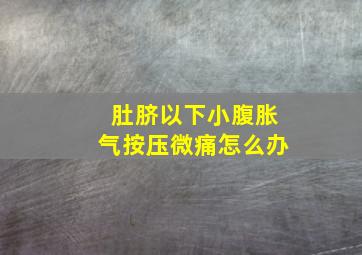 肚脐以下小腹胀气按压微痛怎么办