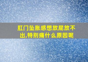 肛门坠胀感想放屁放不出,特别痛什么原因呢