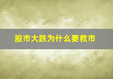 股市大跌为什么要救市