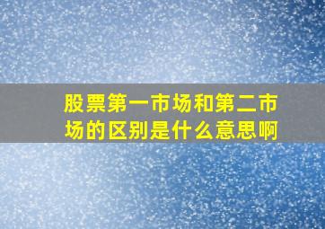 股票第一市场和第二市场的区别是什么意思啊