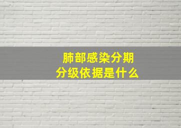 肺部感染分期分级依据是什么