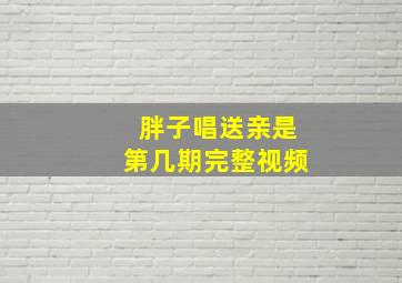 胖子唱送亲是第几期完整视频