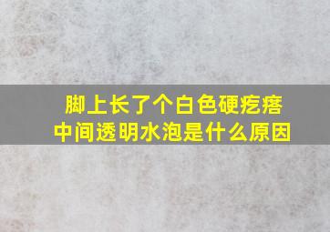 脚上长了个白色硬疙瘩中间透明水泡是什么原因