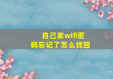 自己家wifi密码忘记了怎么找回